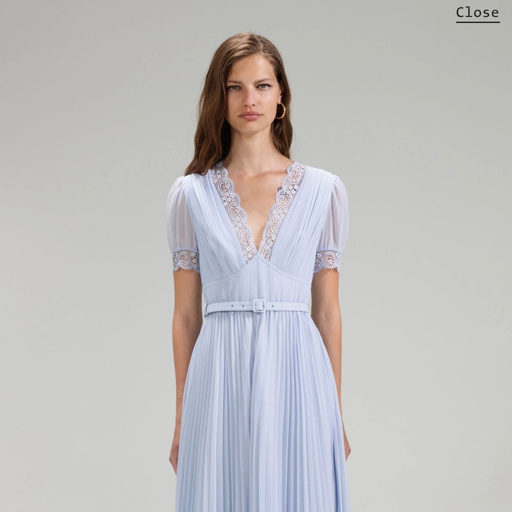 Blue Chiffon Pleated Maxi Dress NWT never worn